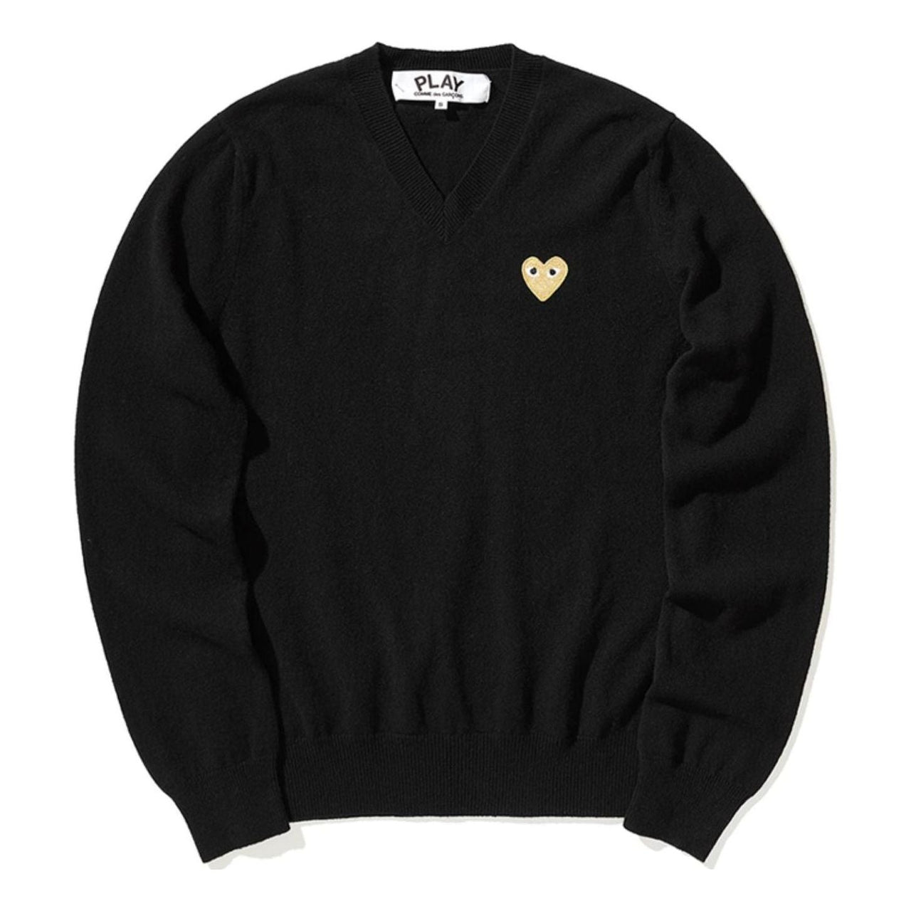 COMME des GARCONS PLAY V-Neck L/S T-shirt Gold Emblem 'Black' AZN048-051-1