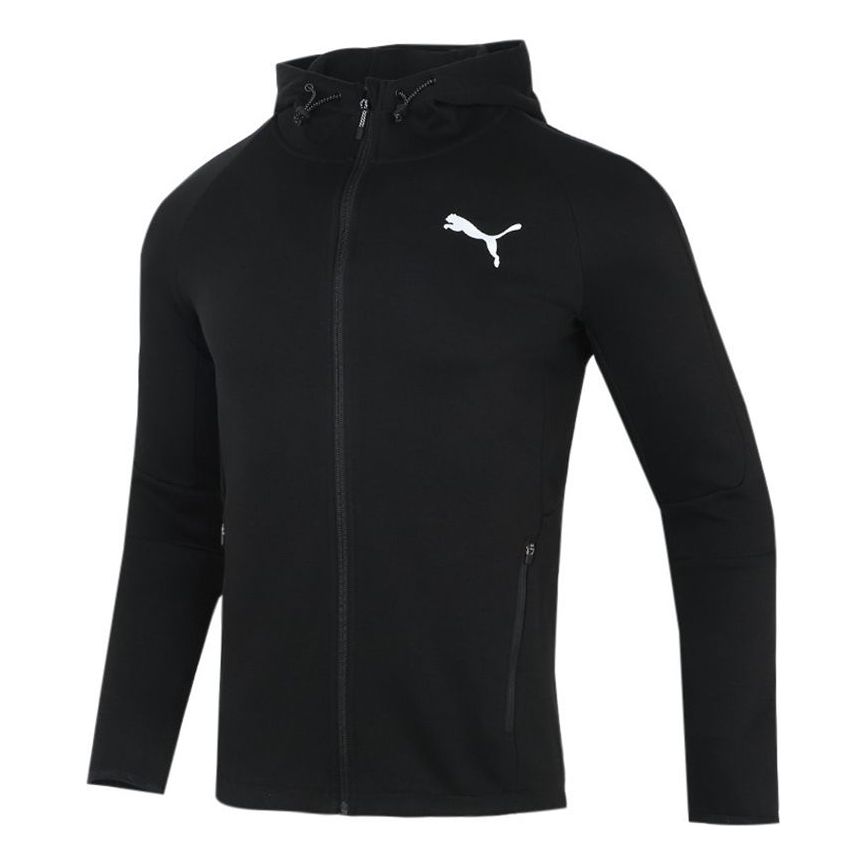 PUMA Running Sports Training Knit hooded Logo Jacket Black 846341-01