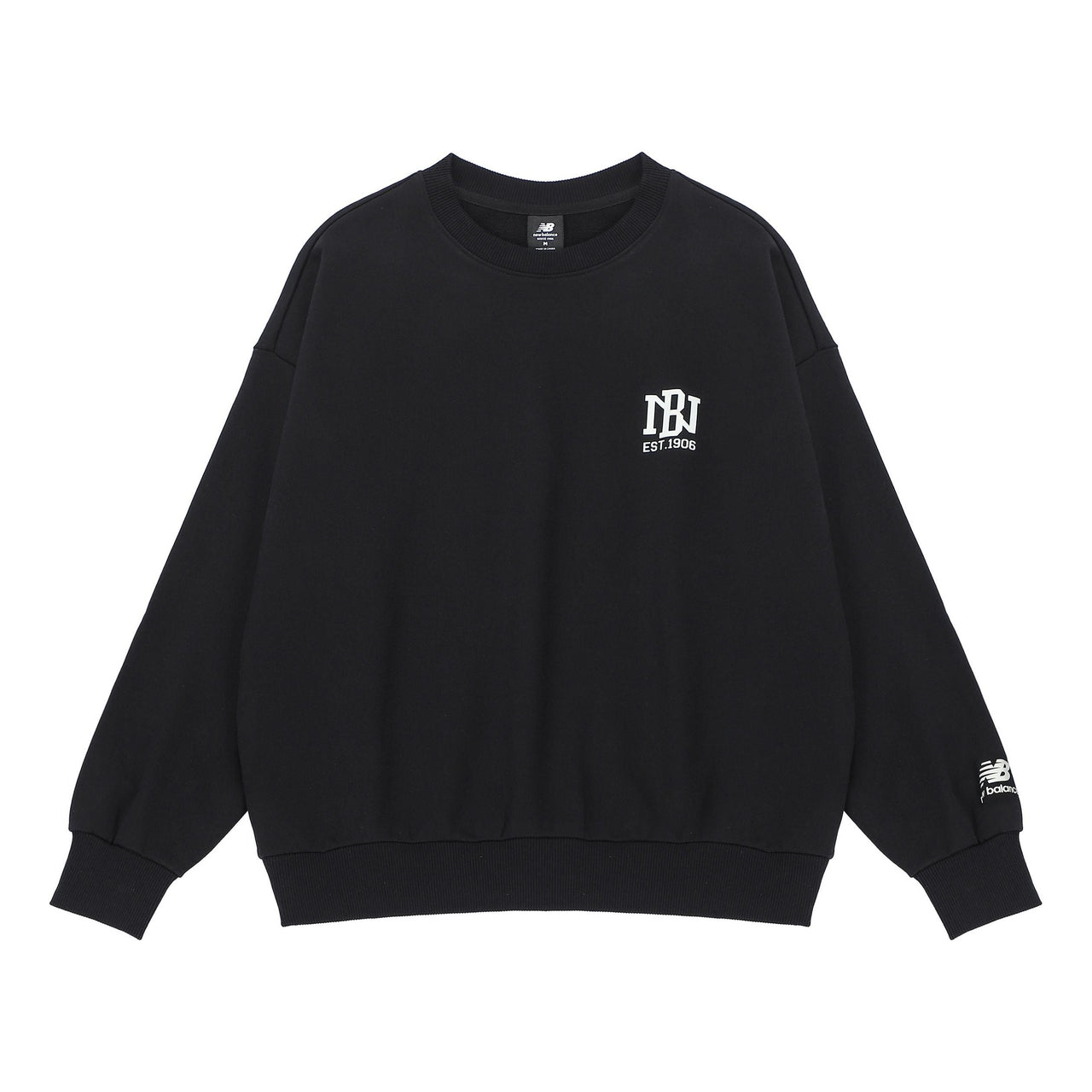 New Balance Logo Print Sweatshirt 'Black White' AMT23330-BK