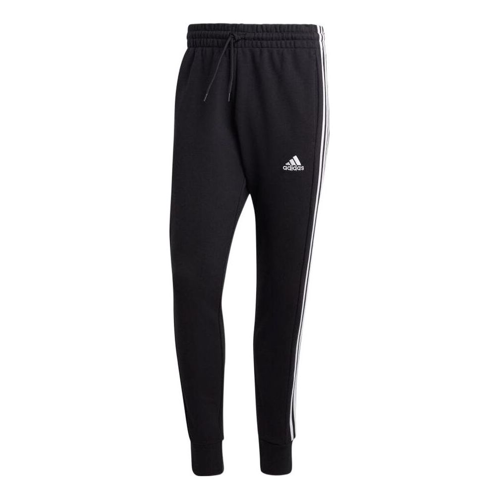 adidas Essentials French Terry Tapered Cuff 3-Stripes Pants 'Black' HA4337