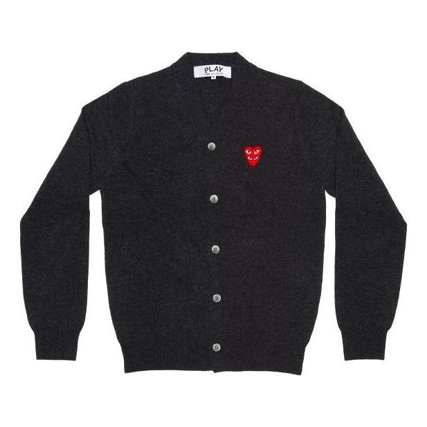 COMME des GARCONS PLAY Cardigan Red Emblem 'Grey' AZ-N076-051-2
