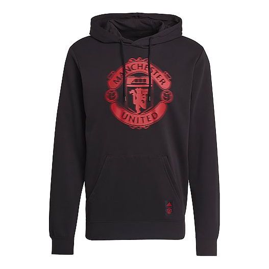 Men's adidas SS22 Manchester United Soccer/Football Series Printing Hooded Sports Autumn Black GR3893