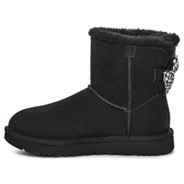 (WMNS) UGG Checkered Bow Short Snow Boots 'Black' 1138132-BLK