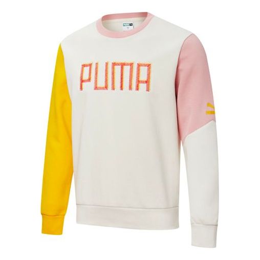 PUMA Colorful Embroidered Logo Sweater 'White Yellow Pink' 532180-05