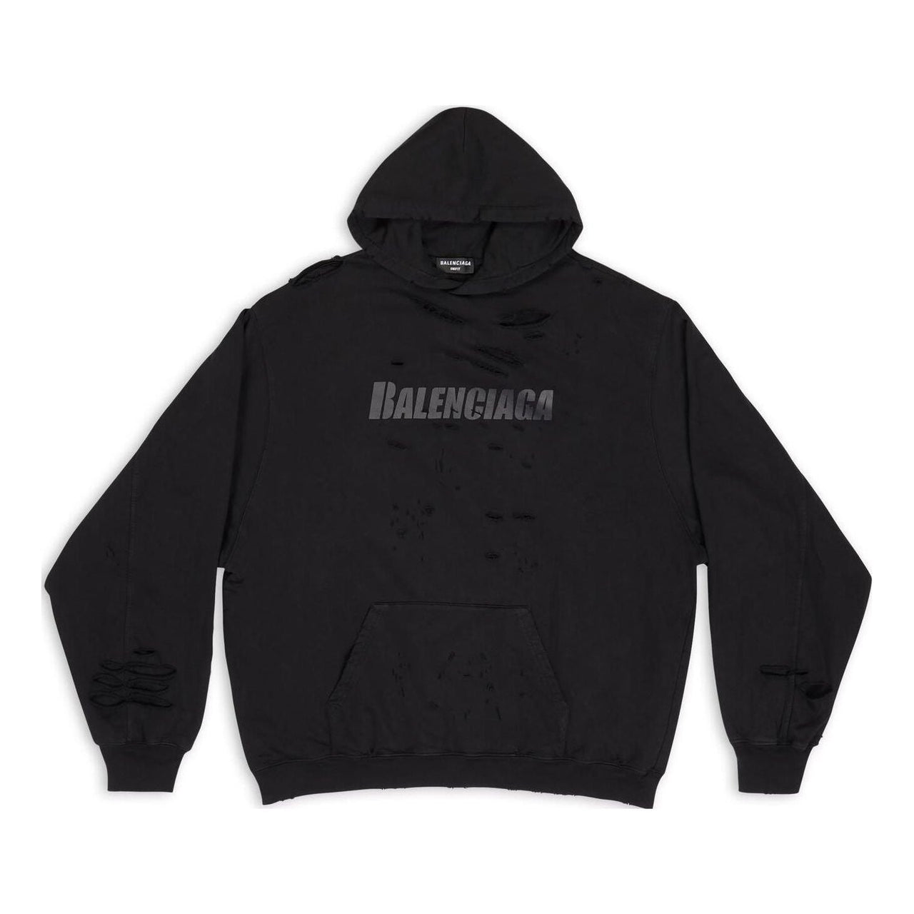 Balenciaga Caps Destroyed Hoodie 'Black' 659403TKVB61781
