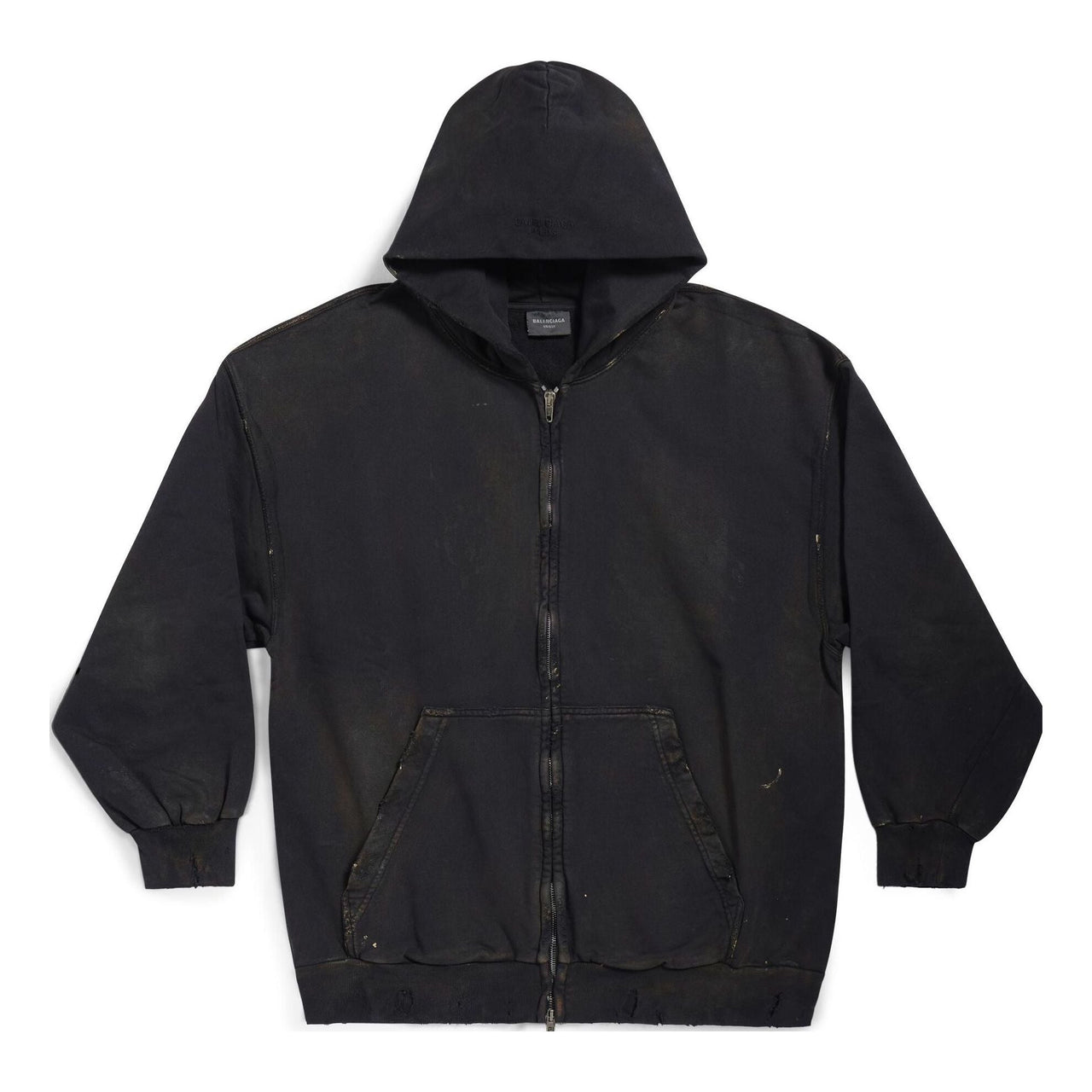 Balenciaga Paris Zip-Up Hoodie Small Fit 'Black Faded' 744454TOVI41055