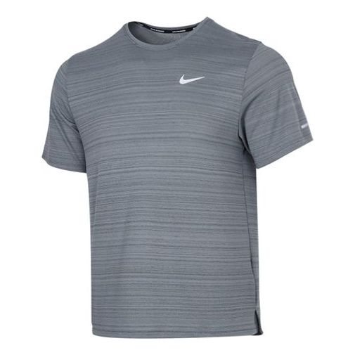 Men's Nike Dri-fit Miler Running Training Sports Short Sleeve Smoke Grey T-Shirt 'Gray Silver' CU5993-084
