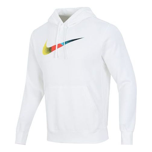 Men's Nike Nsw Bb Po Hdy Swsh Brnd Riff Contrasting Colors Logo Sports Pullover White DM2395-100