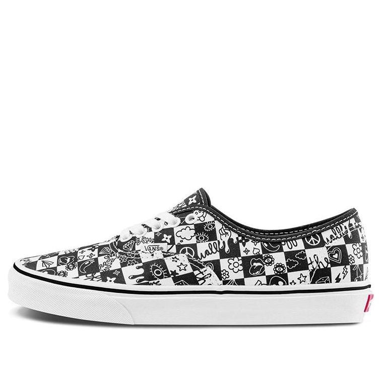Vans Authentic Retro Casual Skate Shoes Unisex Black White Grid Printing  VN0A5KS96U6