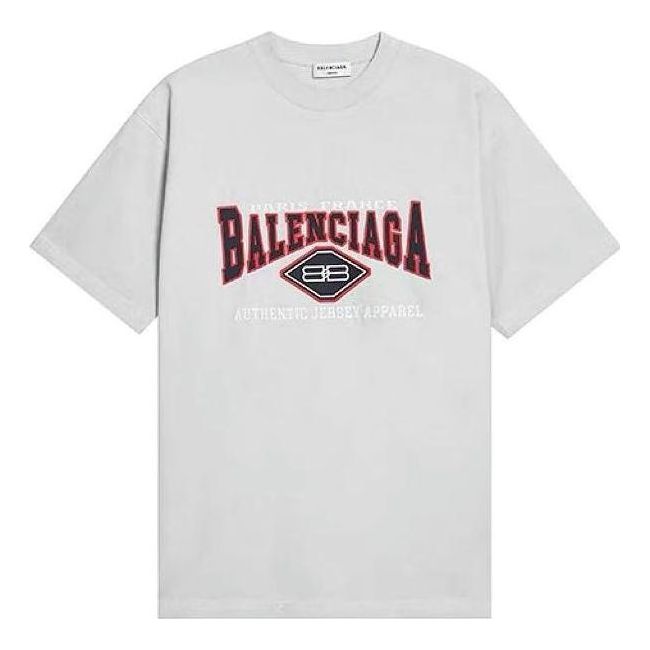 Balenciaga BB Authentic Jersey Apparel T-Shirt Large Fit 'Light Grey' 641675TMVA99012