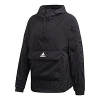 adidas Logo Casual Sports Hooded Jacket Black FI0620