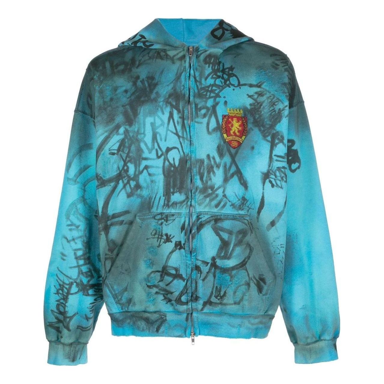 Balenciaga Skater Zip-Up Hoodie Medium Fit 'Blue Sky' 744457TOVA84900