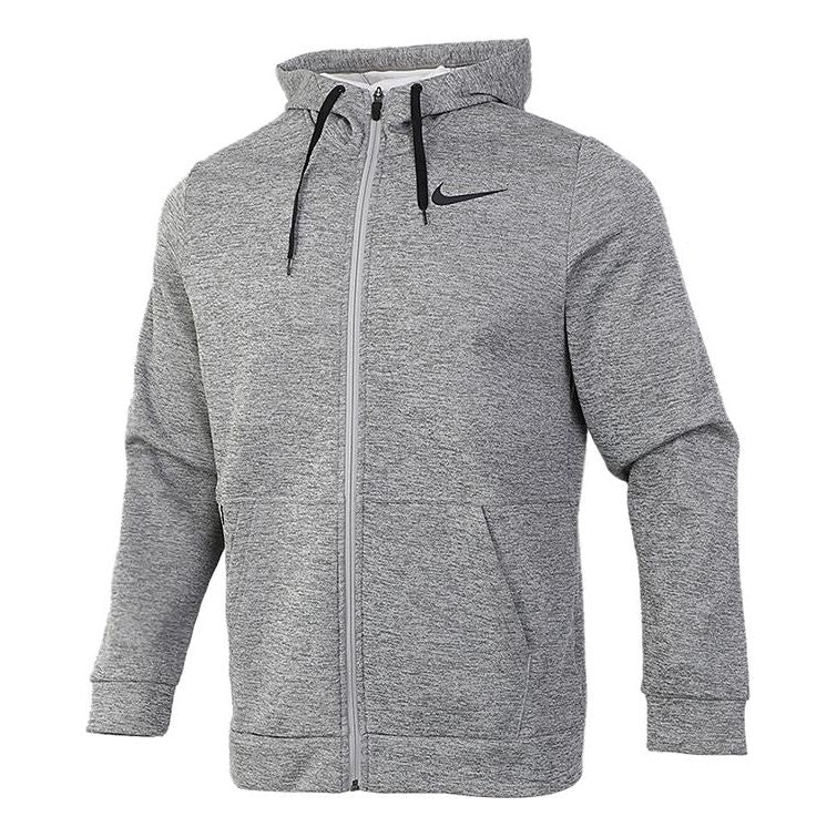 Men's Nike Therma Casual Sports Cardigan Training Fleece Lined Hooded Jacket Gray CU6232-063