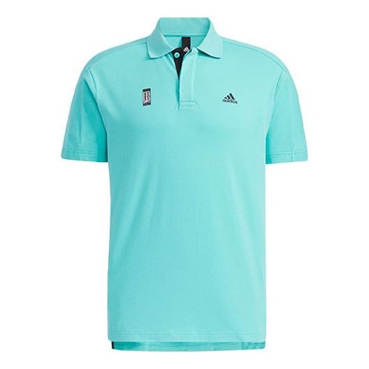adidas Series Logo Solid Color Short Sleeve Polo Shirt Green GP0826