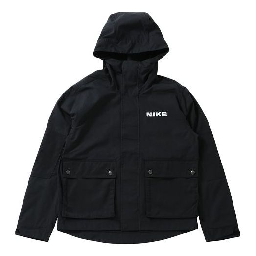 Nike Sportswear City Made Multiple Pockets Logo Sports Woven Hooded Jacket Black DA0078-010