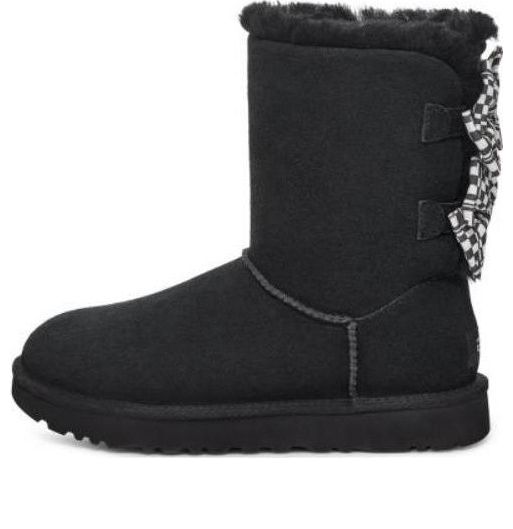 (WMNS) UGG Checkered Bow Snow Boots 'Black' 1138131-BLK