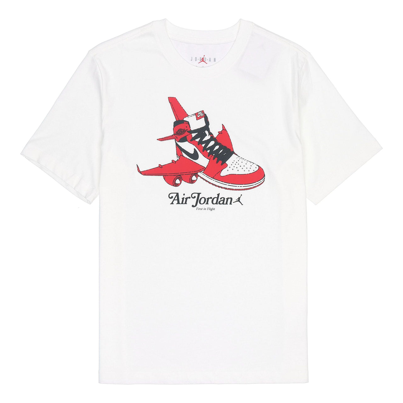 Air Jordan Shoe Alphabet Printing Round Neck Short Sleeve Unisex White DN1443-100