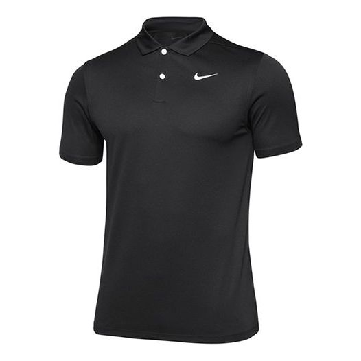 Nike Casual Solid Color Breathable Short Sleeve Polo Shirt Black CU9792-010