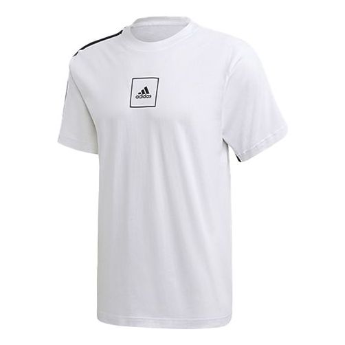 adidas M 3S Tape Tee Sports Round Neck Short Sleeve White FL3605