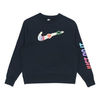 (WMNS) Nike Sportswear Logo Fleece Crew Sweatshirt 'Black Multi' DC3941-010