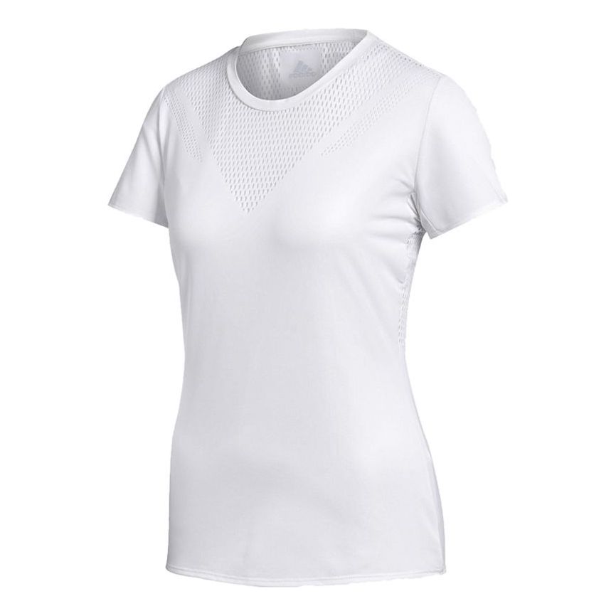 (WMNS) adidas Mesh Hollow Out Casual Sports Short Sleeve White BR9837
