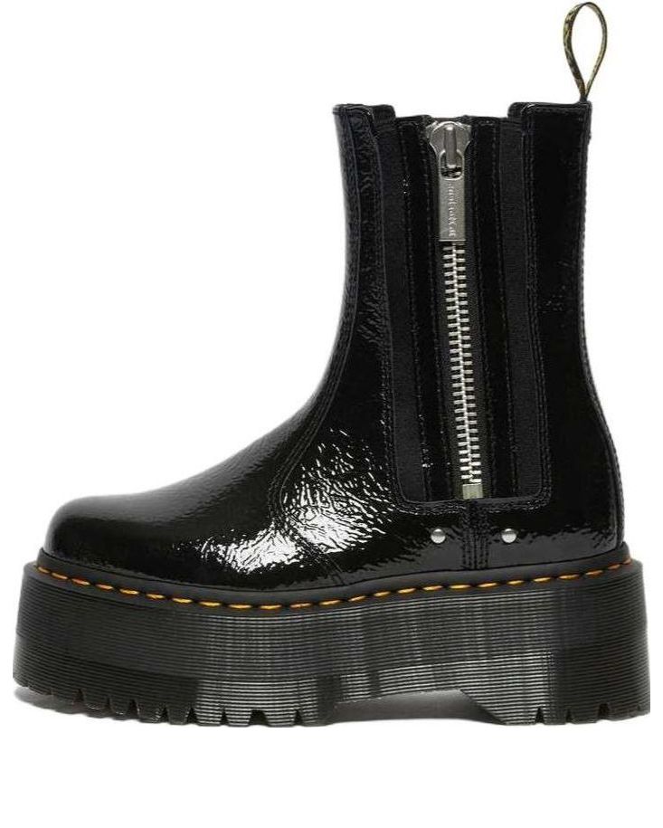 (WMNS) Dr. Martens 2976 Max Distressed Patent Chelsea Platform Boots 'Black' 27796001