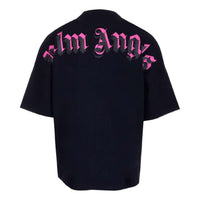 Palm Angels Doubled Logo Over Tee 'Black Fuchsia' PMAA002C99JER0031032