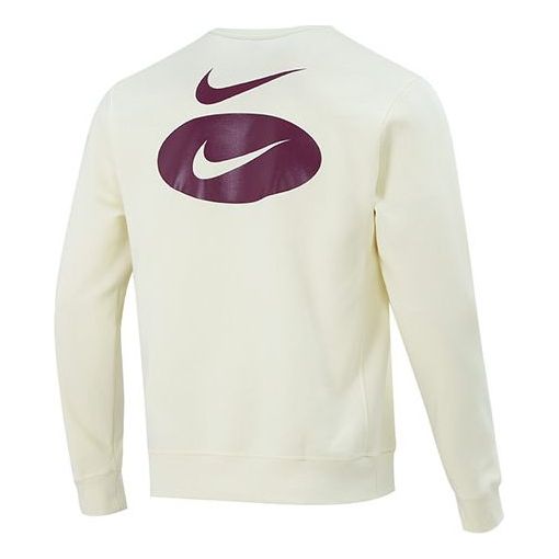 Men's Nike As Nsw Sl Bb Crew Casual Sports Fleece Lined Round Neck Long Sleeves Ivory DM5461-113