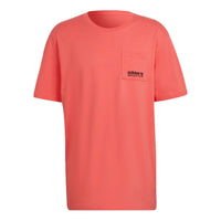 Men's adidas originals Back Butterfly Printing Casual Sports Short Sleeve Swirl Fluorescent Red T-Shirt HF4796