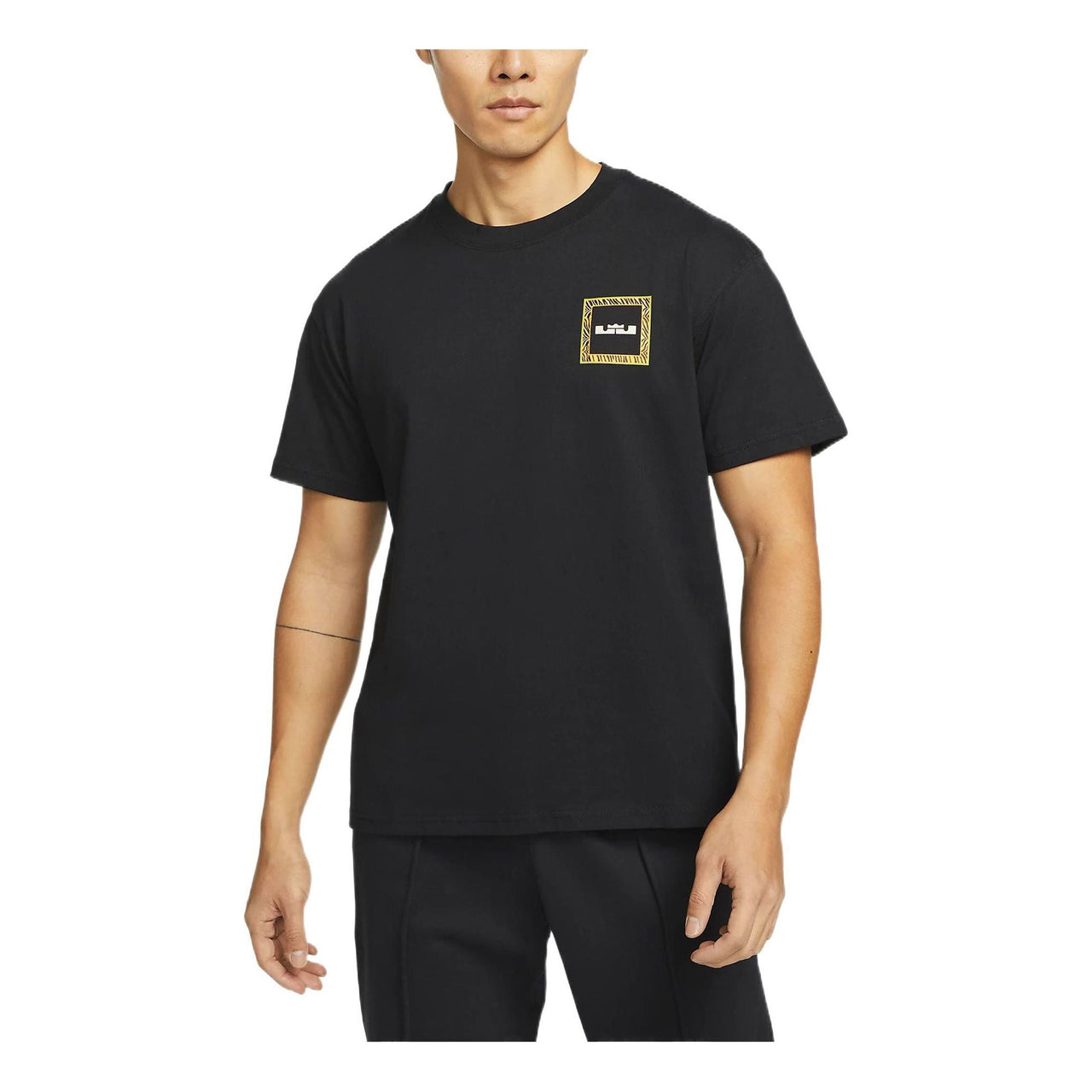 Nike Back Stripe Pattern Printing Basketball Round Neck Casual Short Sleeve Black DQ1882-010