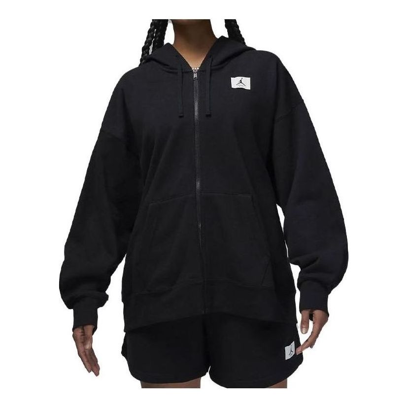 (WMNS) Air Jordan Flight Full Zip Hoody 'Black' DV1394-010