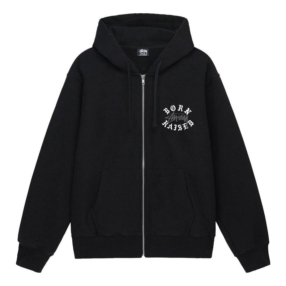 Stussy x Born X Raised Logo Zip Hoodie 'Black' 3973855
