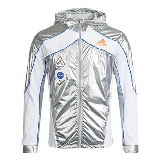 (WMNS) adidas Space Jkt W Running Sports Hooded Jacket Silver Metallic GN4269