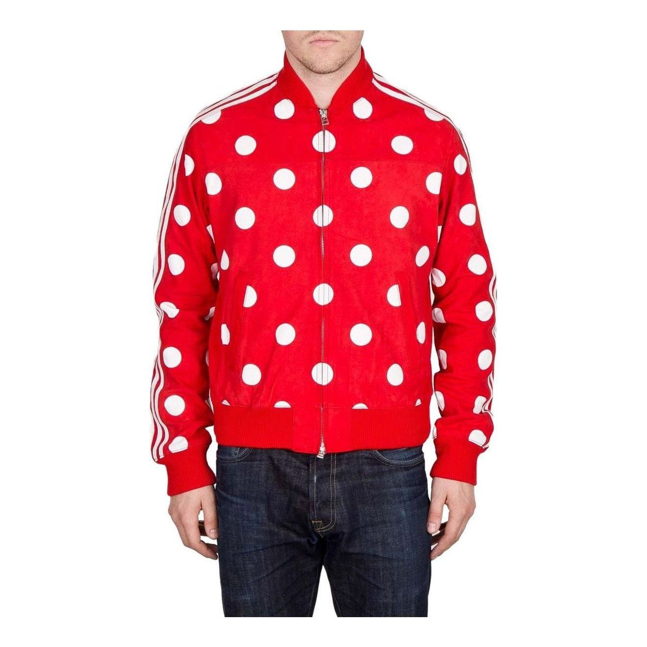 adidas x Pharrell Big Polka Dot Leather Track Top 'Red' AB1618