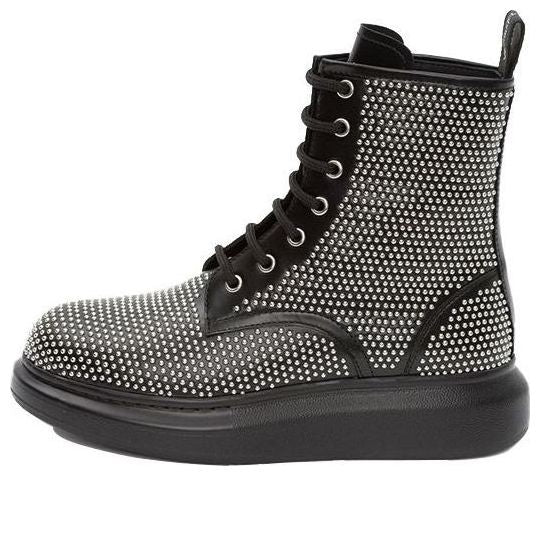 (WMNS) Alexander McQueen Hybrid Lace Up Boot 'Black Silver' 611701WHXHE1081