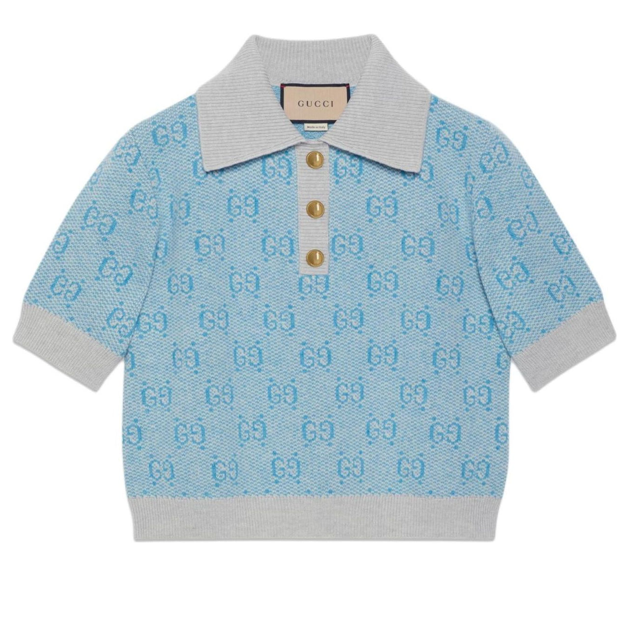 (WMNS) Gucci GG Wool Jacquard Polo 'Light Blue' 773631-XKDK5-4576