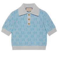 (WMNS) Gucci GG Wool Jacquard Polo 'Light Blue' 773631-XKDK5-4576