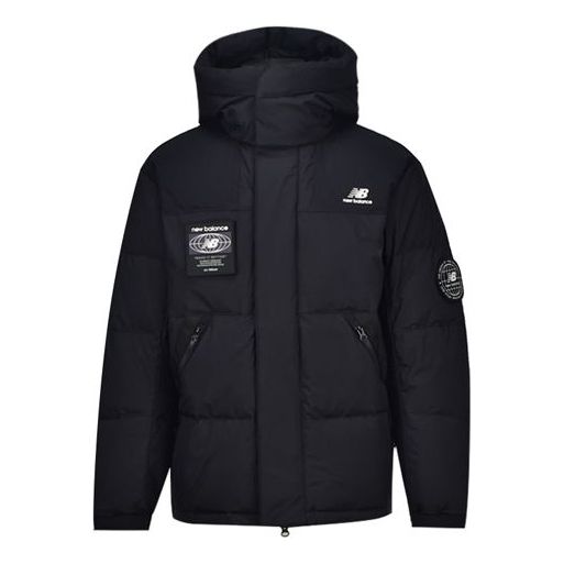 New Balance Warm Hooded Down Jacket 'Black White' NPA43131-BK