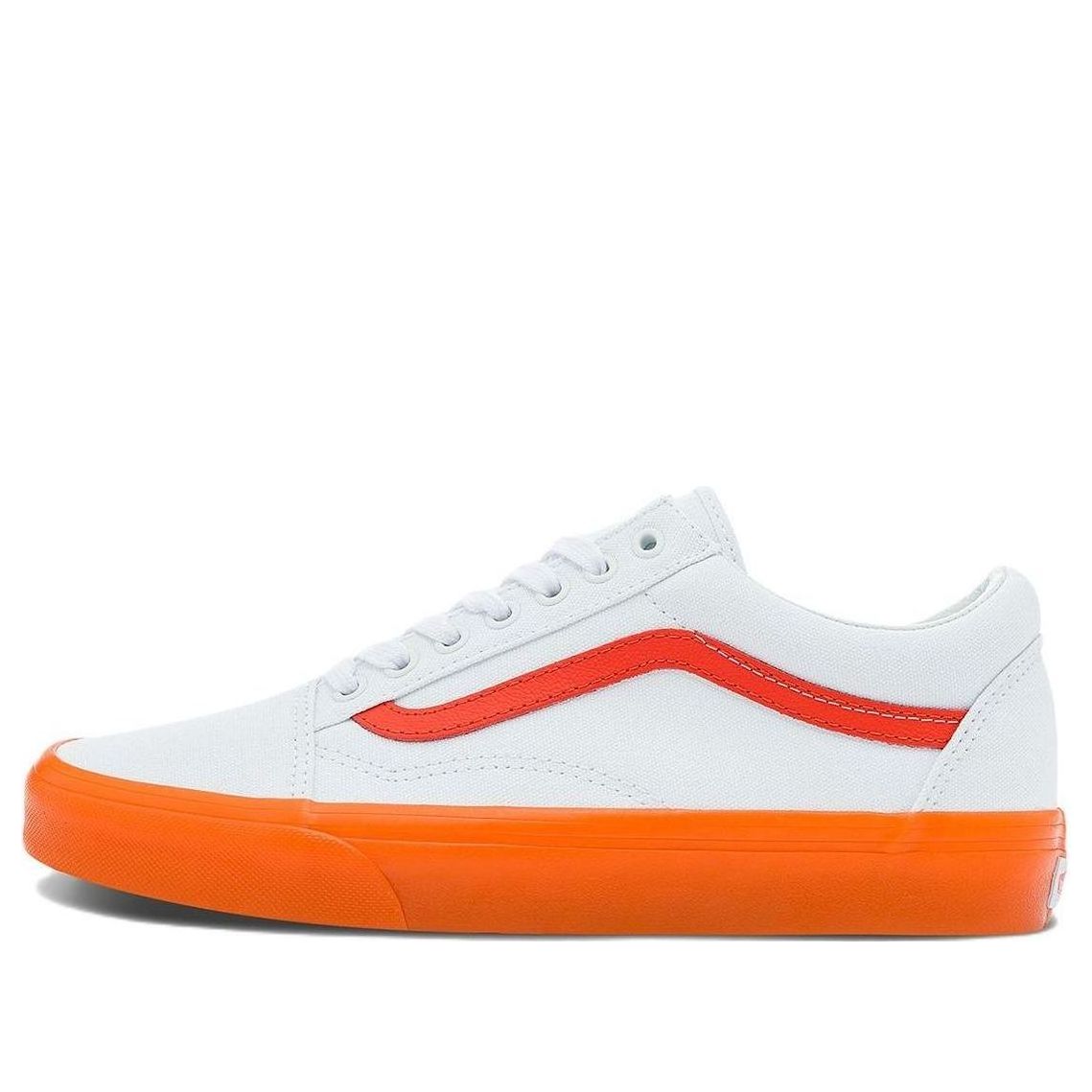 Vans Old Skool Casual Low Top Skate Shoes Small Orange Side Stripe Unisex 'White' VN0000SBZ34