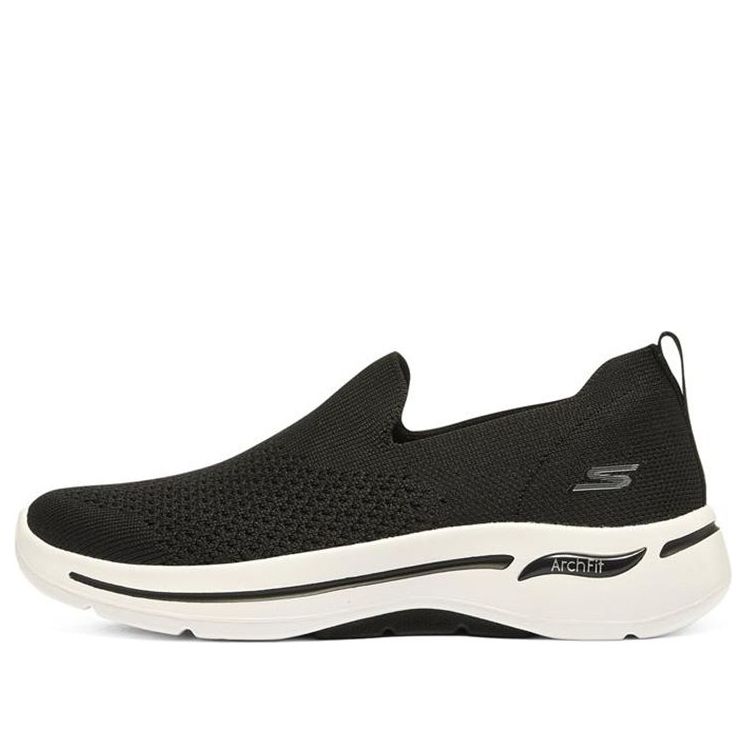 (WMNS) Skechers Go Walk Arch Fit Slip on 'Black White' 124418-BKW
