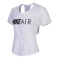 (WMNS) Nike Air Double Layer Mesh Back Hollow Out Running Training Short Sleeve White AT7954-100