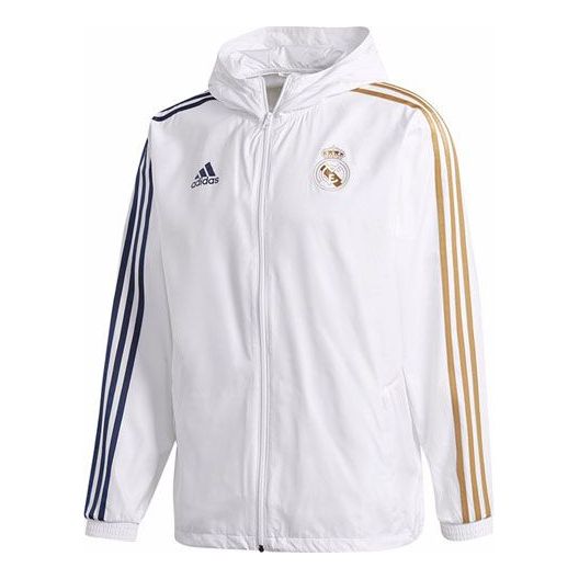 adidas Real Windbreakr Silk Screen Real Madrid Soccer/Football Sports Jacket White GE1996