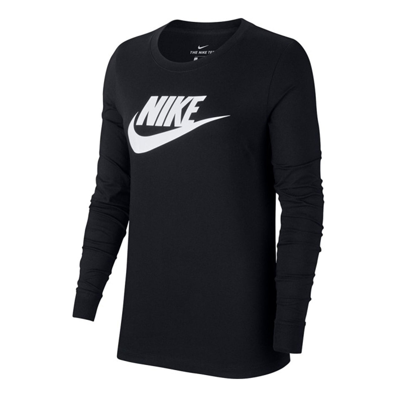 (WMNS) Nike Sportswear Classic Logo Printing Round Neck Long Sleeves Black T-Shirt BV6172-010