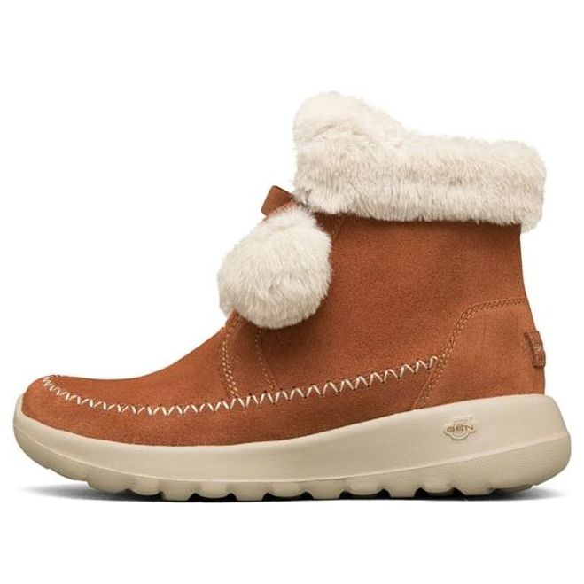 (WMNS) Skechers On-The-Go Joy Pompom Snow Boots 'Brown White' 144004-RUST