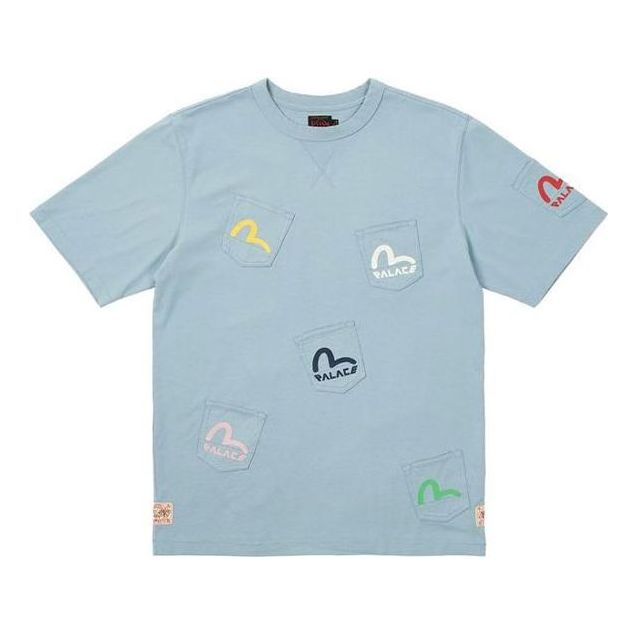 Palace X Evisu Multi Pocket T-Shirt Dusty Blue Logo T-Shirt 'Blue' P21EVTS003