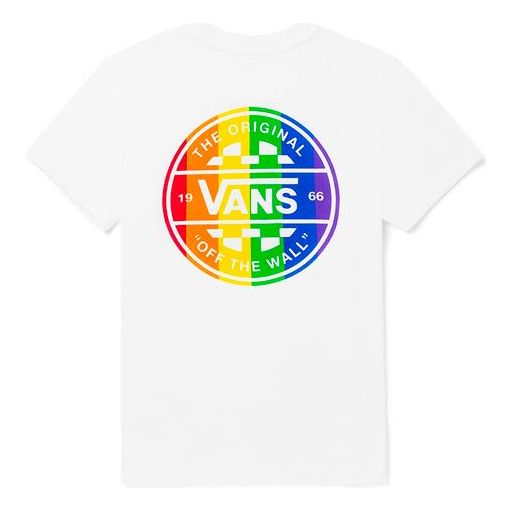 (WMNS) Vans Rainbow Alphabet Printing Round Neck Short Sleeve White VN0A5EUQWHT