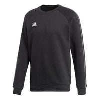 Men's adidas Solid Color Logo Printing Round Neck Pullover Long Sleeves Black CE9064