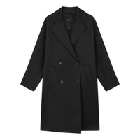 (WMNS) FILA Milano Solid Color Mid-Length Knitted Coat 'Black' F11W335505F-BK