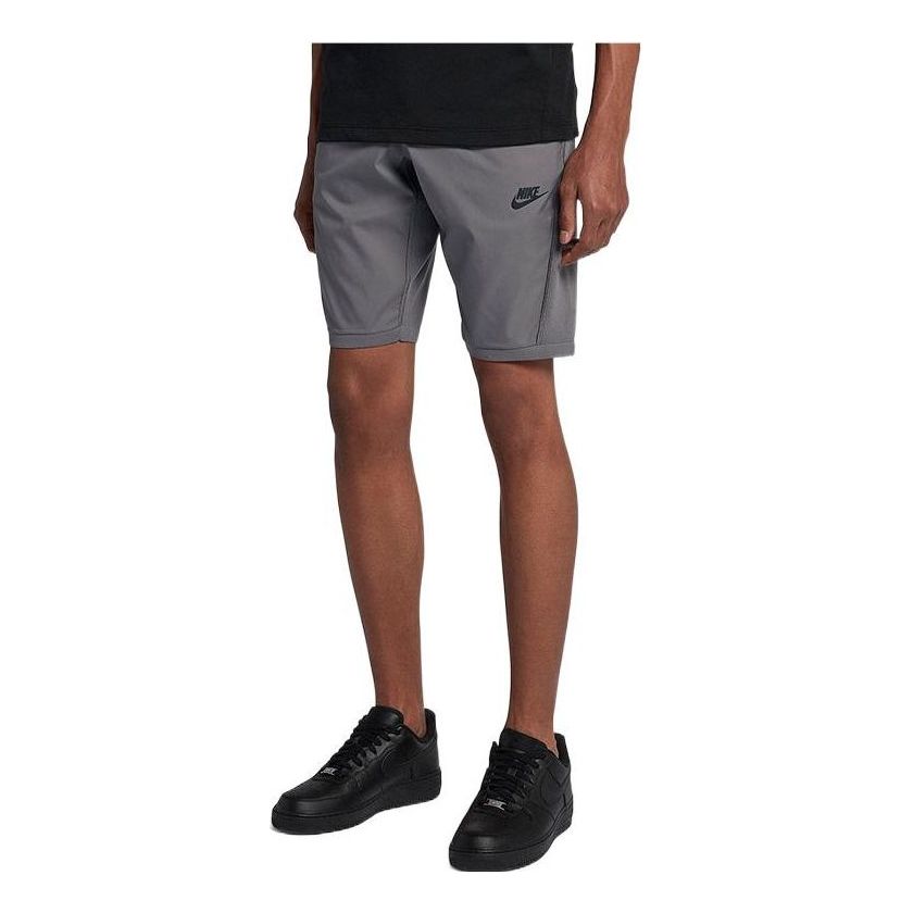 Men's Nike Solid Color Logo Drawstring Shorts Gray 886180-036
