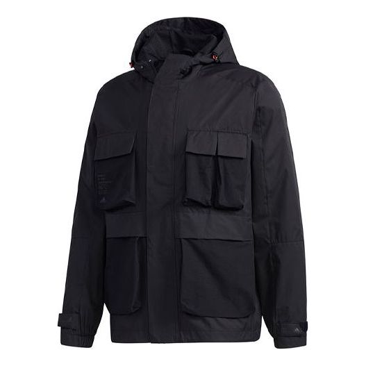adidas TH WB JKT Multiple Pockets Sports hooded Windbreaker Jacket Black GF4019